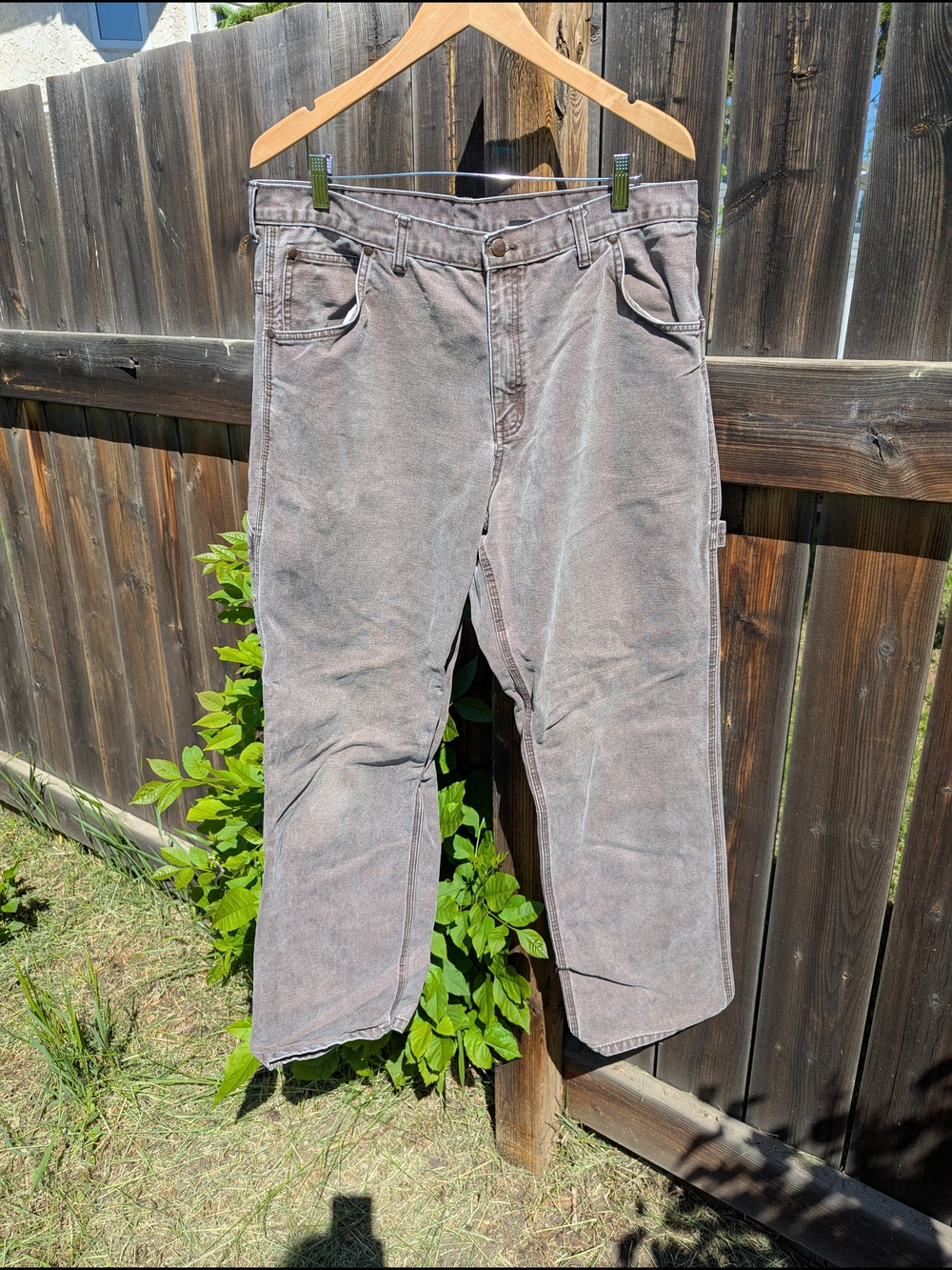 Gray / Brown Canvas Pants with Subtle Washed Finish